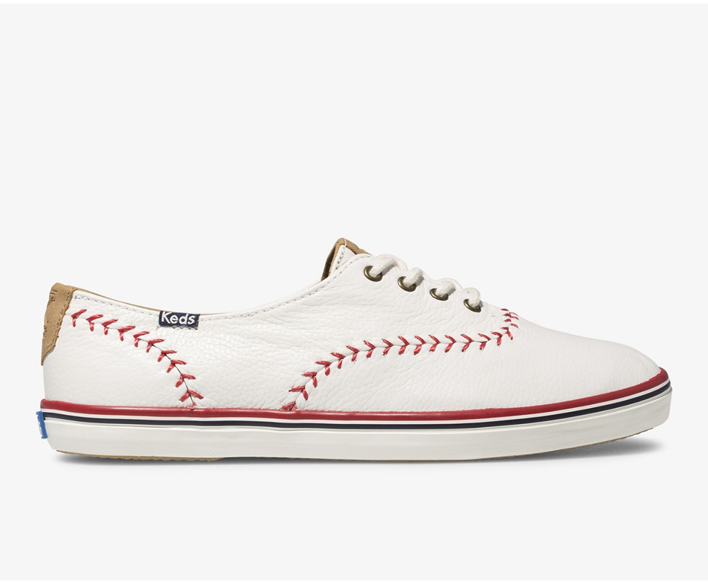 Tenis Keds Mujer Blancos - Champion Pennant Cuero - 7356-PREMV